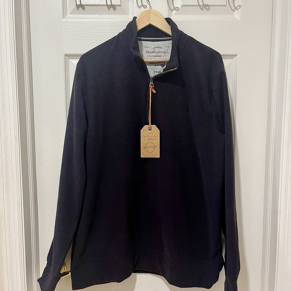 NWT Weatherproof Vintage Brand Men's 1/4 Zip Pullover Sweatshirt Nightshade Lg